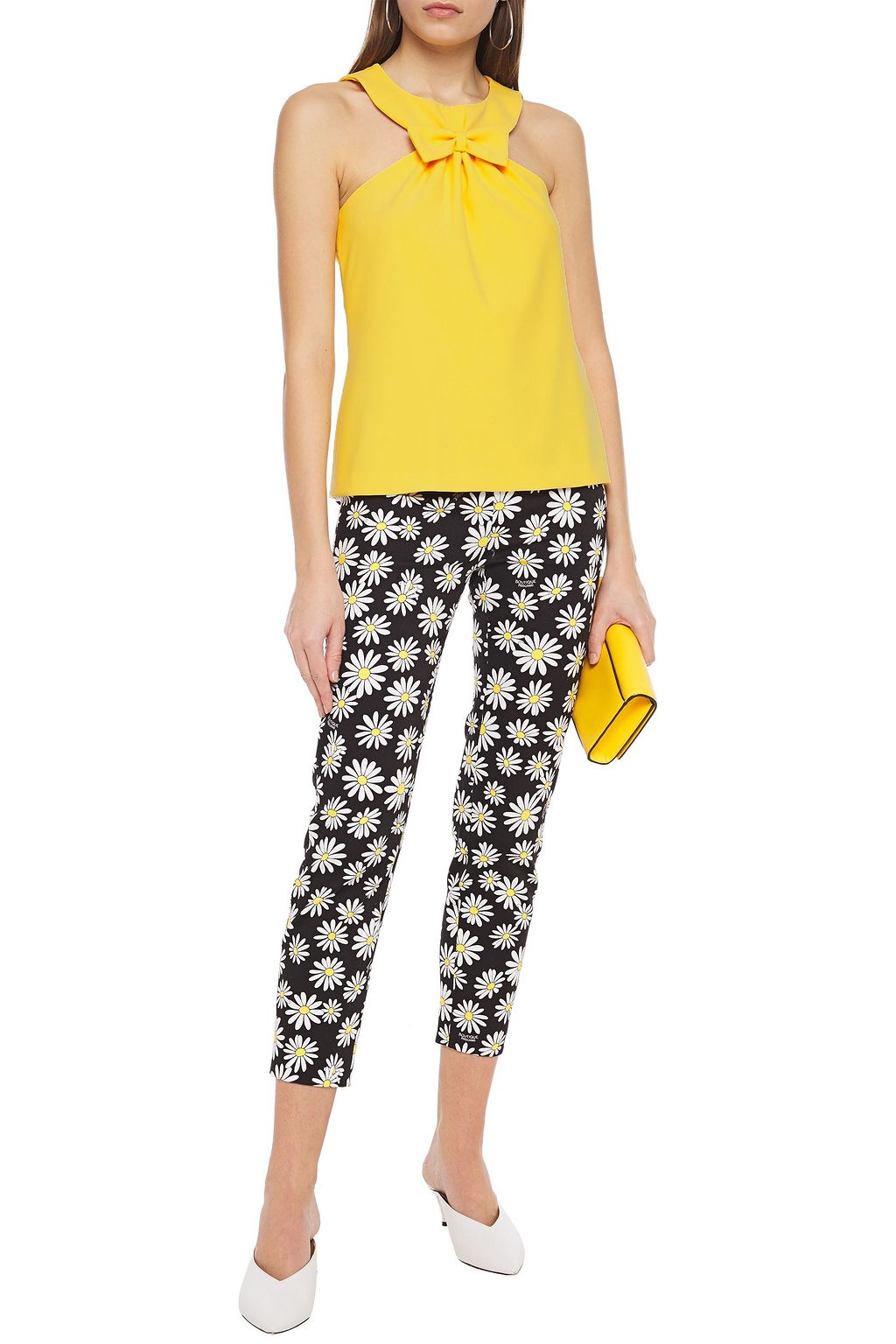 BOUTIQUE MOSCHINO Bow-embellished stretch-cady top