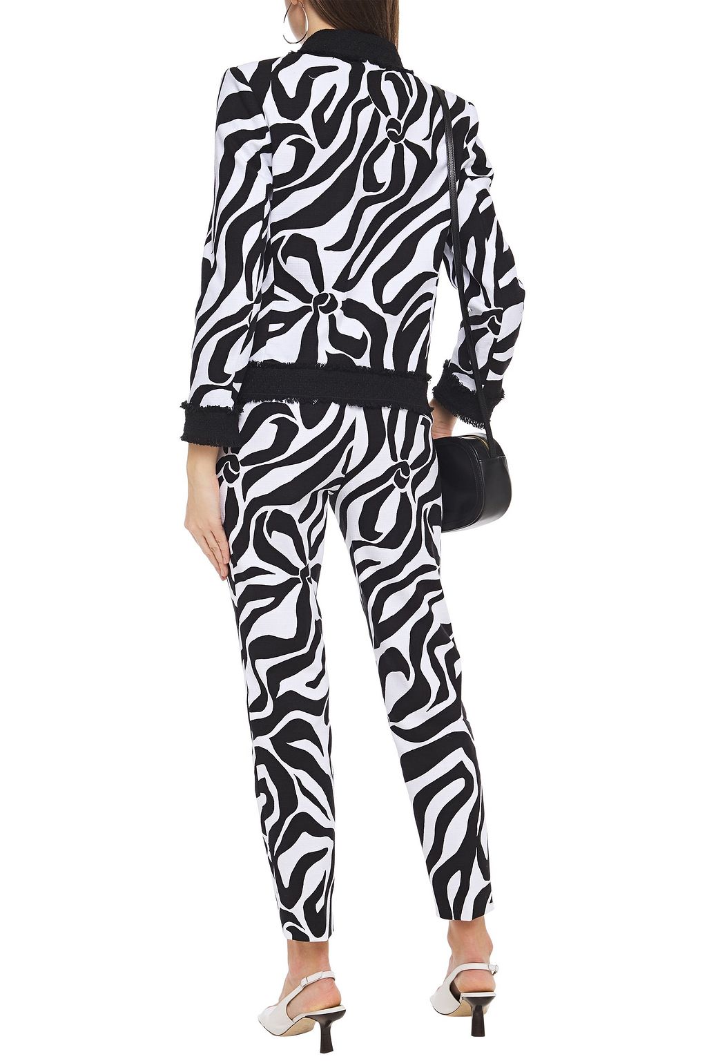 BOUTIQUE MOSCHINO Printed basketweave stretch-cotton slim-leg pants