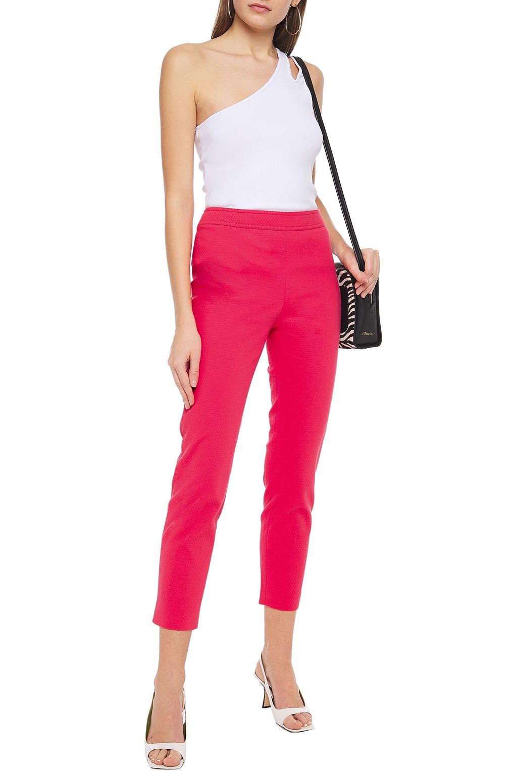 BOUTIQUE MOSCHINO Cropped cotton-blend matelassé slim-leg pants