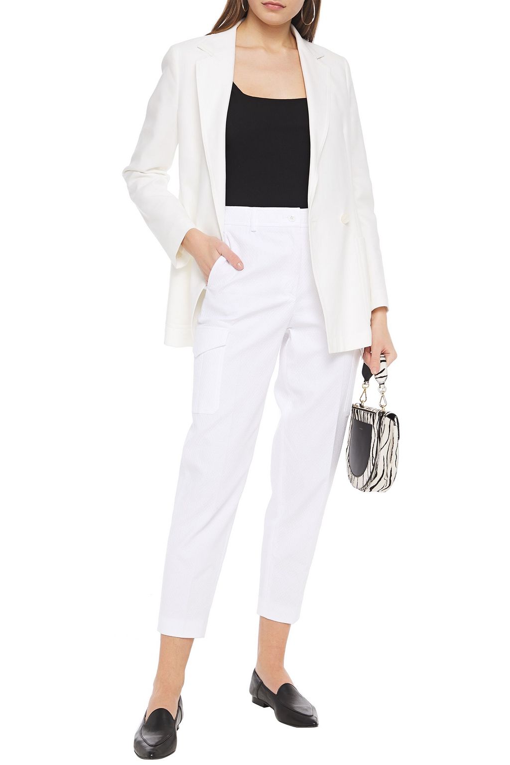 BOUTIQUE MOSCHINO Cropped cotton-blend matelassé tapered pants