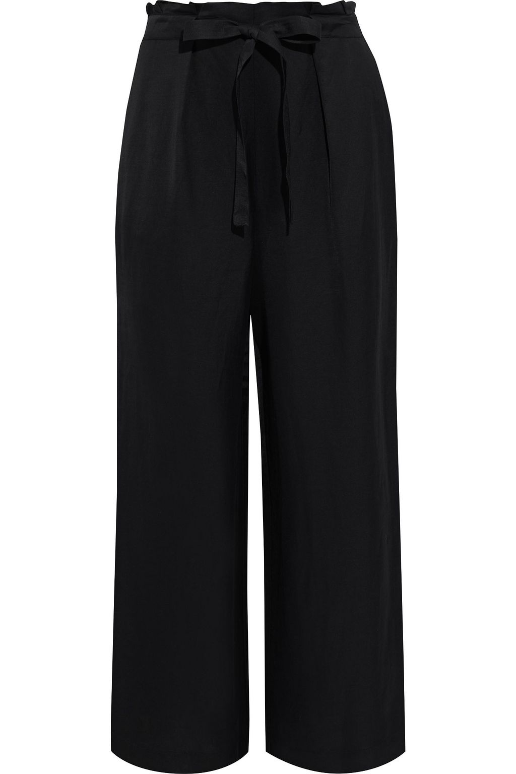 Black Denita ruffle-trimmed twill wide 