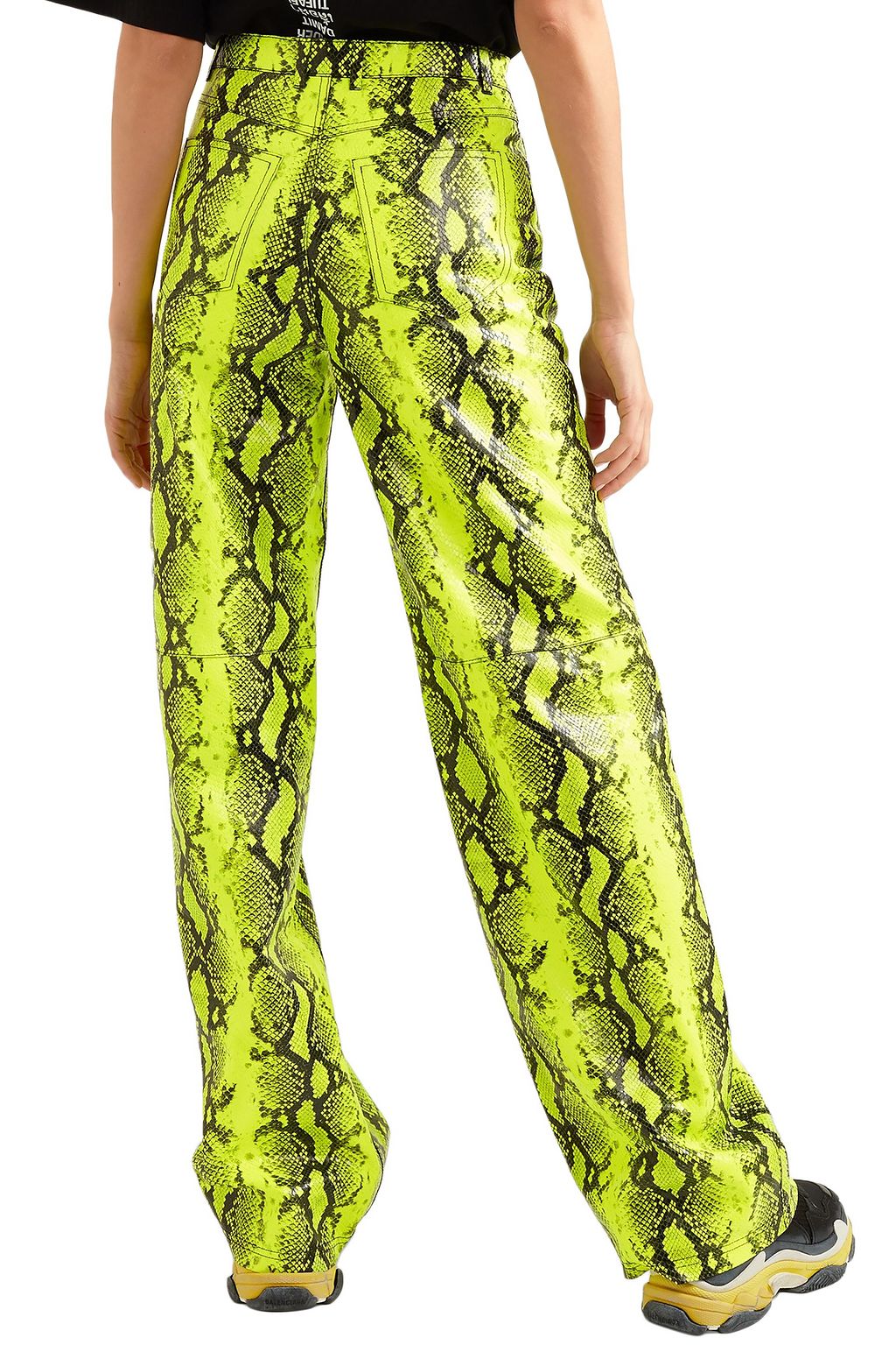 OFF-WHITE™ Neon snake-effect leather straight-leg pants