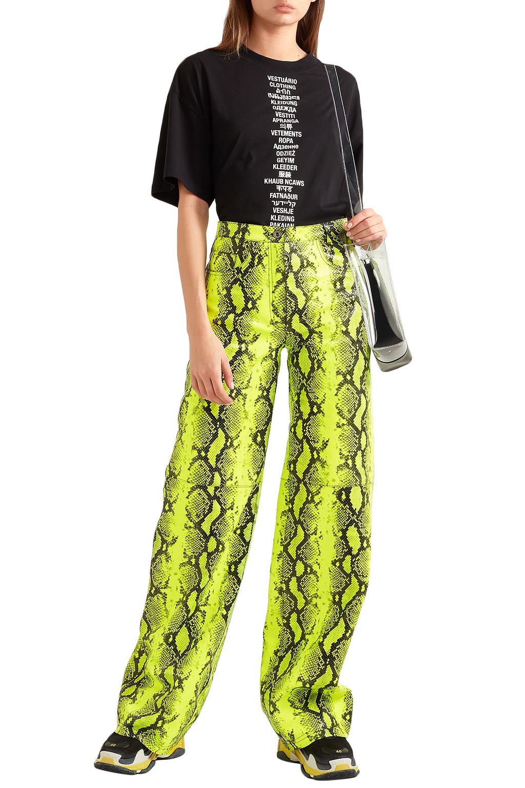 OFF-WHITE™ Neon snake-effect leather straight-leg pants