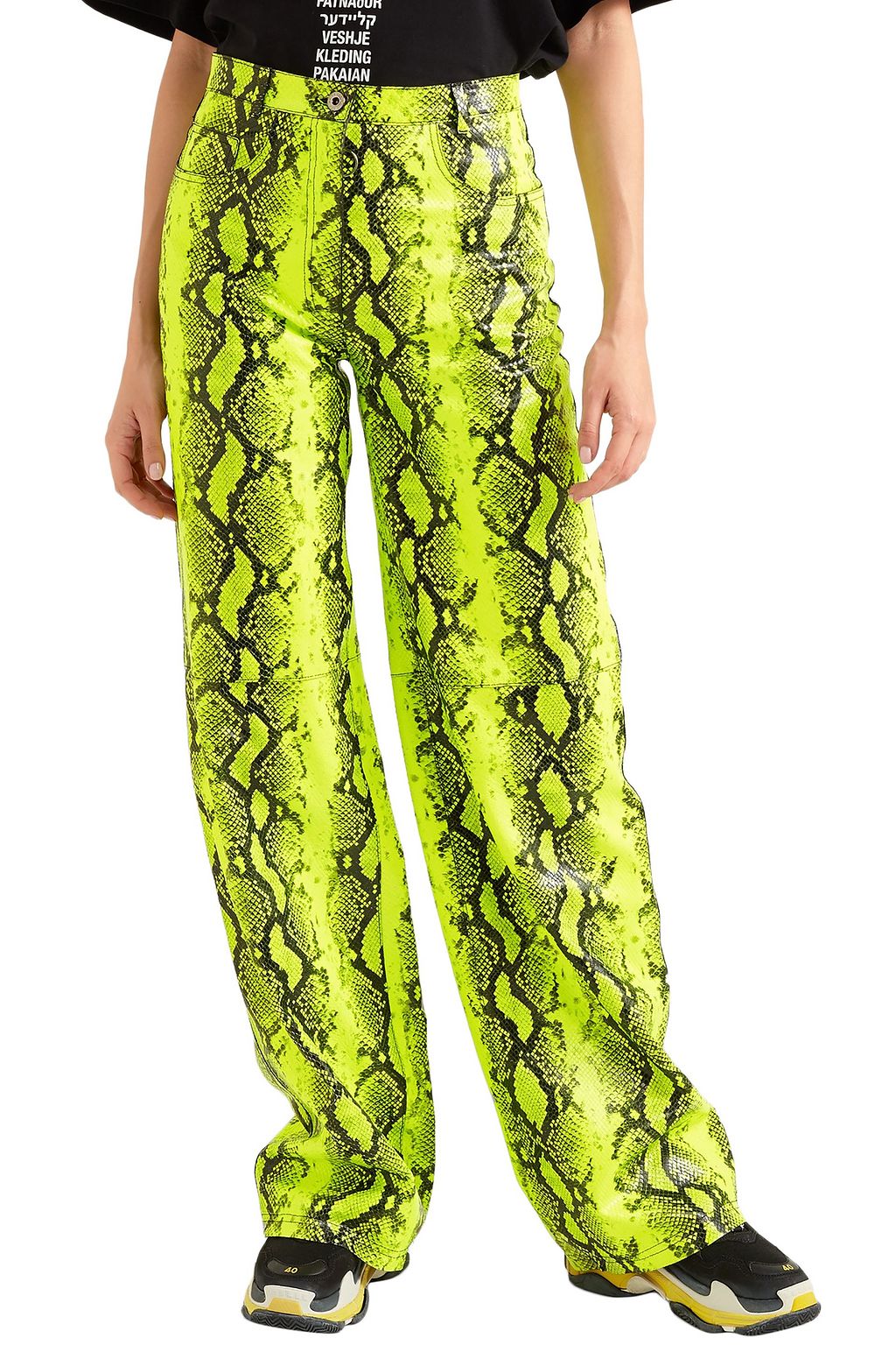 OFF-WHITE™ Neon snake-effect leather straight-leg pants