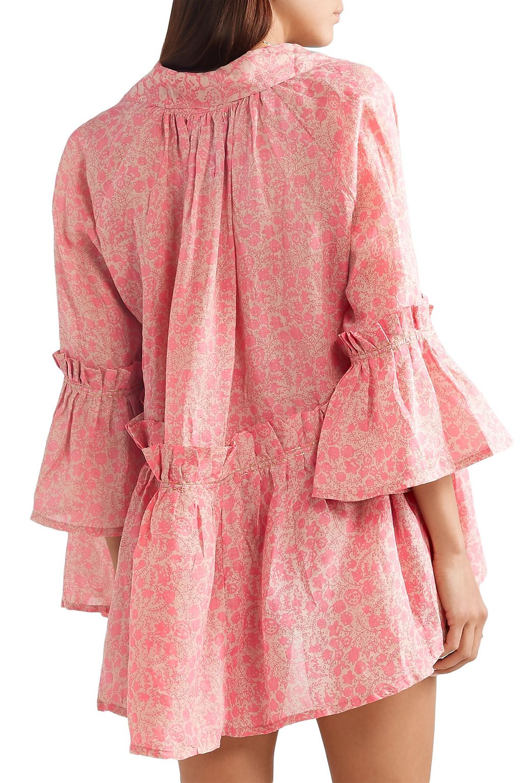 YVONNE S Angelica ruffled floral-print linen tunic
