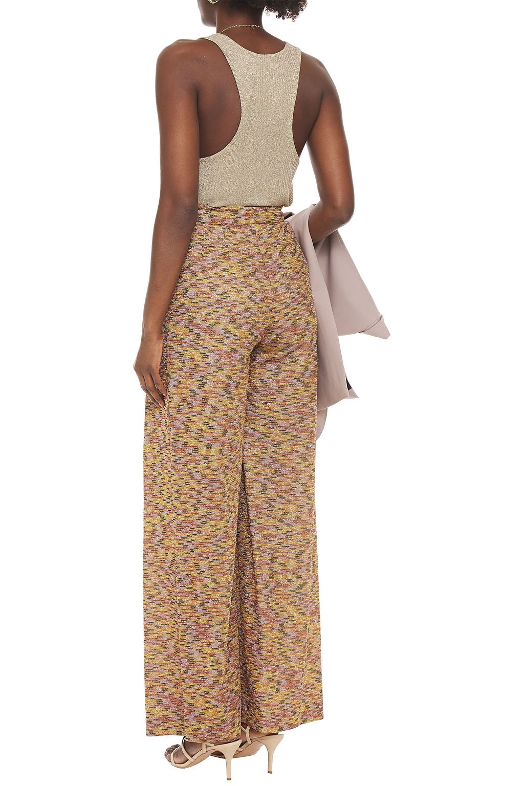 MISSONI Pleated metallic crochet-knit wide-leg pants