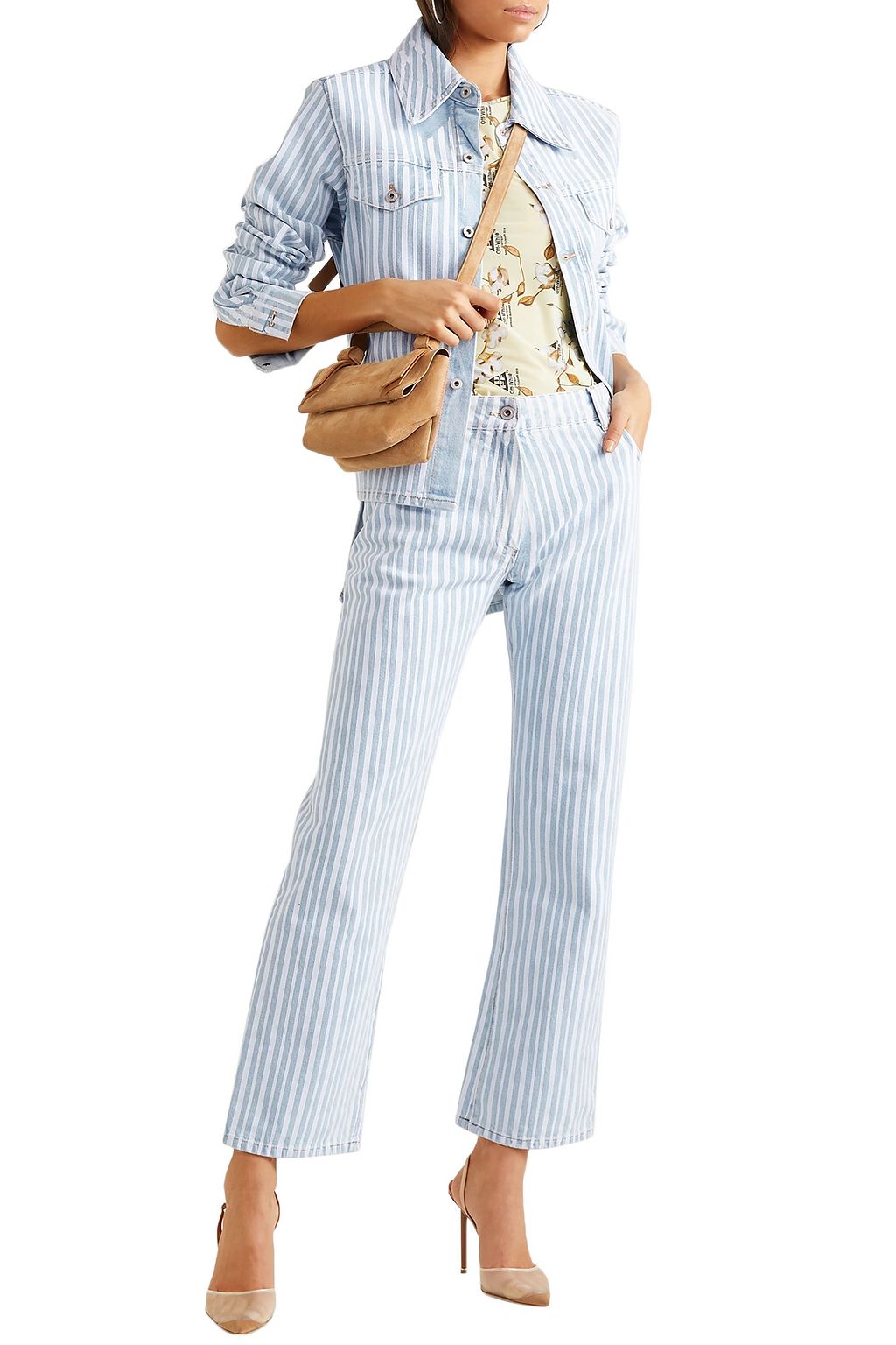 OFF-WHITE™ Striped mid-rise straight-leg jeans
