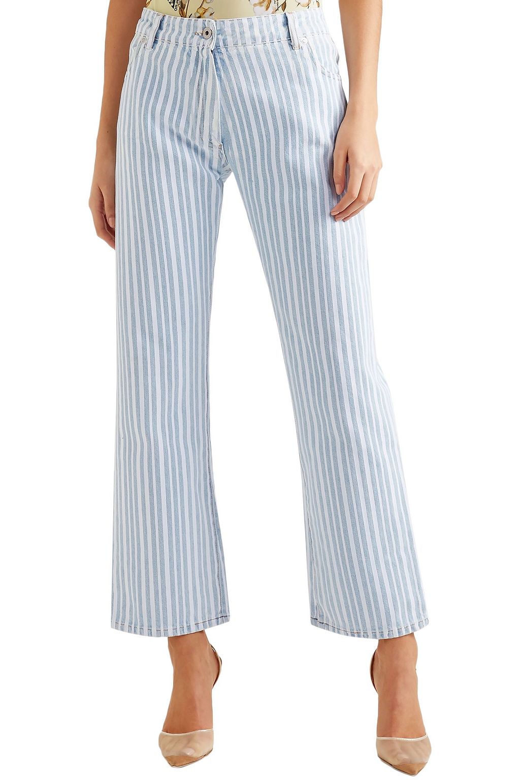 OFF-WHITE™ Striped mid-rise straight-leg jeans