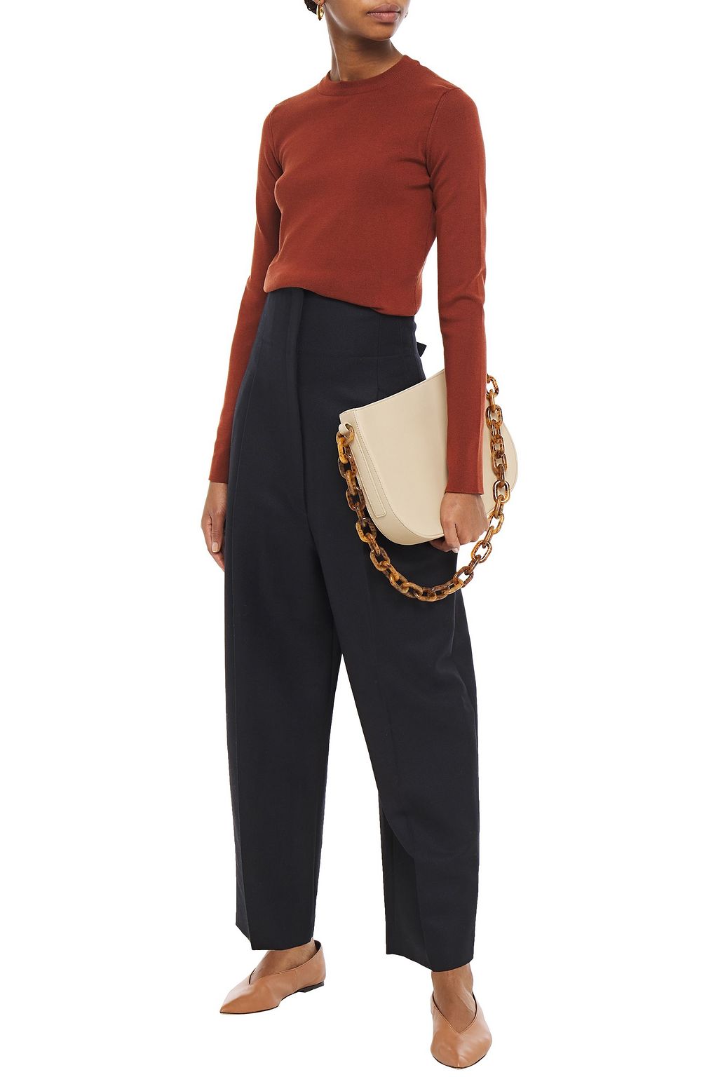 THE ROW Penelope pleated wool and mohair-blend tapered pants