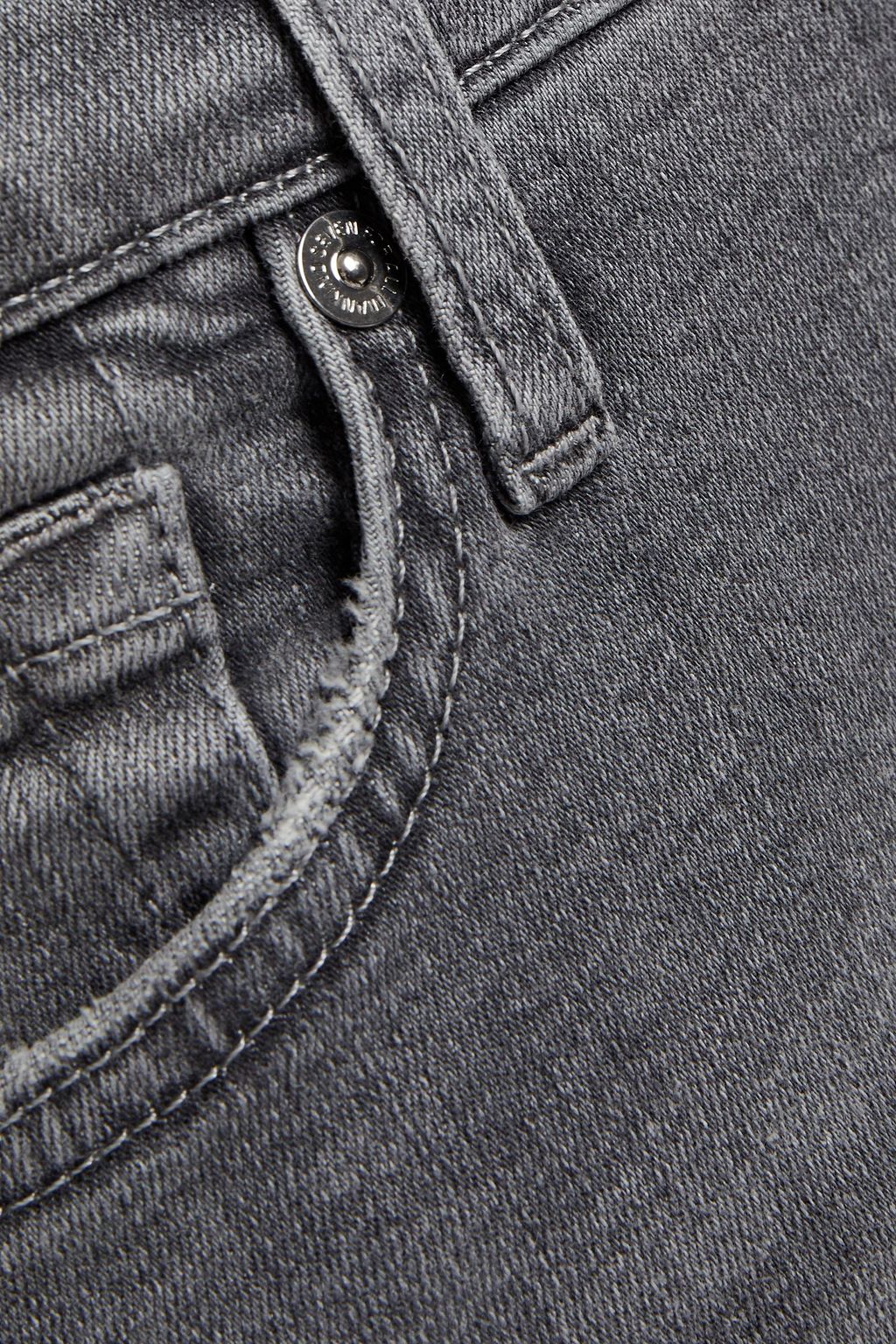 7 FOR ALL MANKIND Cropped distressed mid-rise skinny jeans