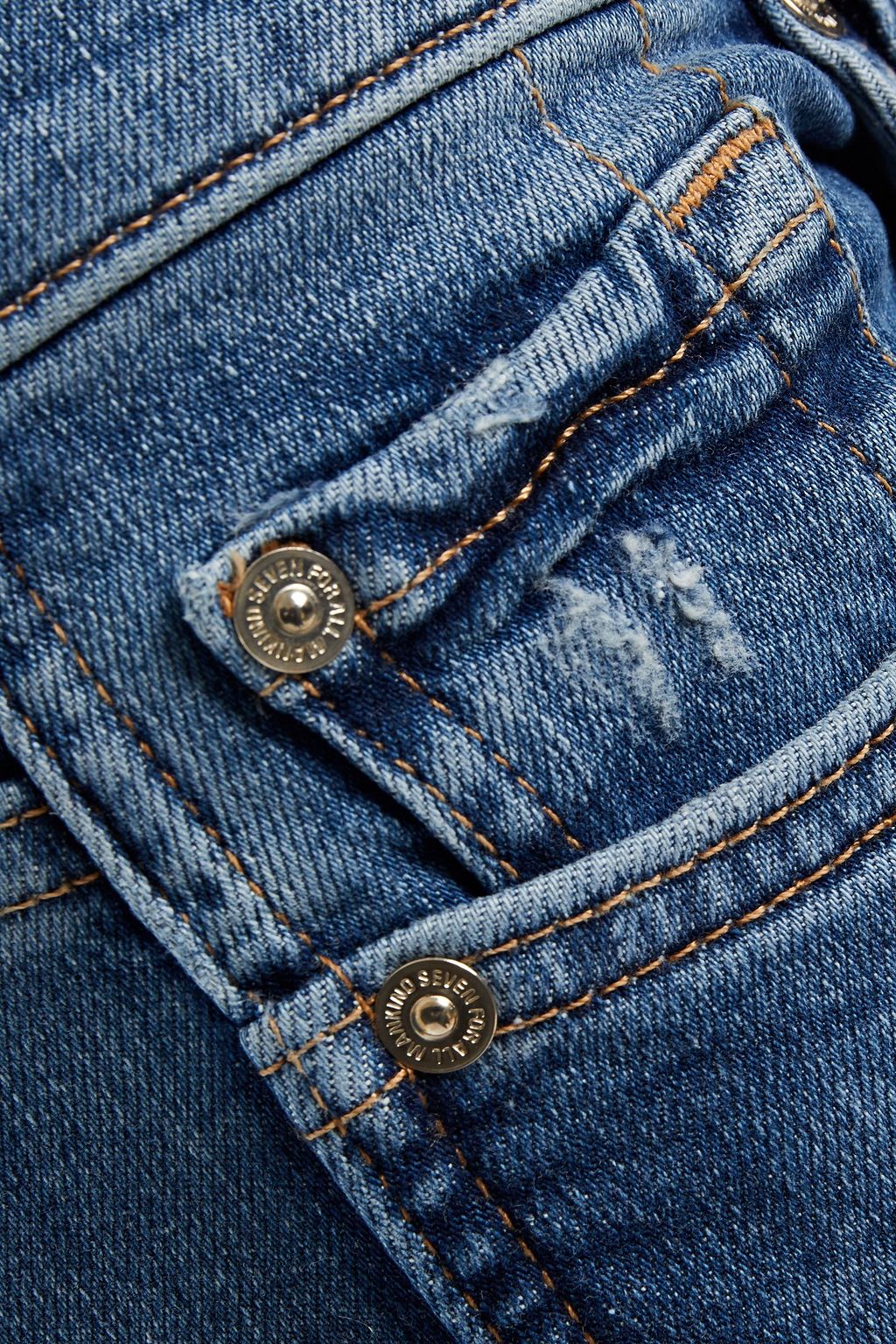 7 FOR ALL MANKIND Embellished distressed high-rise kick-flare jeans