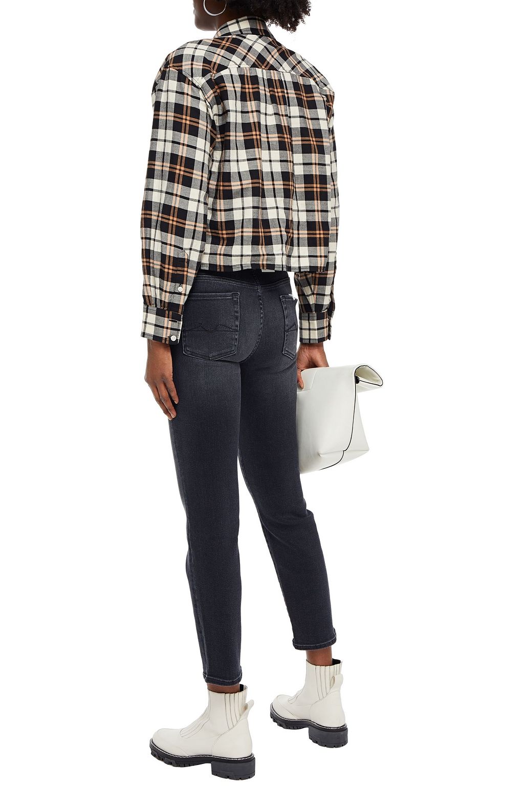 7 FOR ALL MANKIND Cropped faded high-rise slim-leg jeans