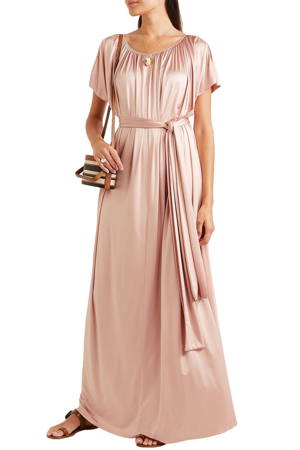 CO Gathered stretch-sateen maxi dress