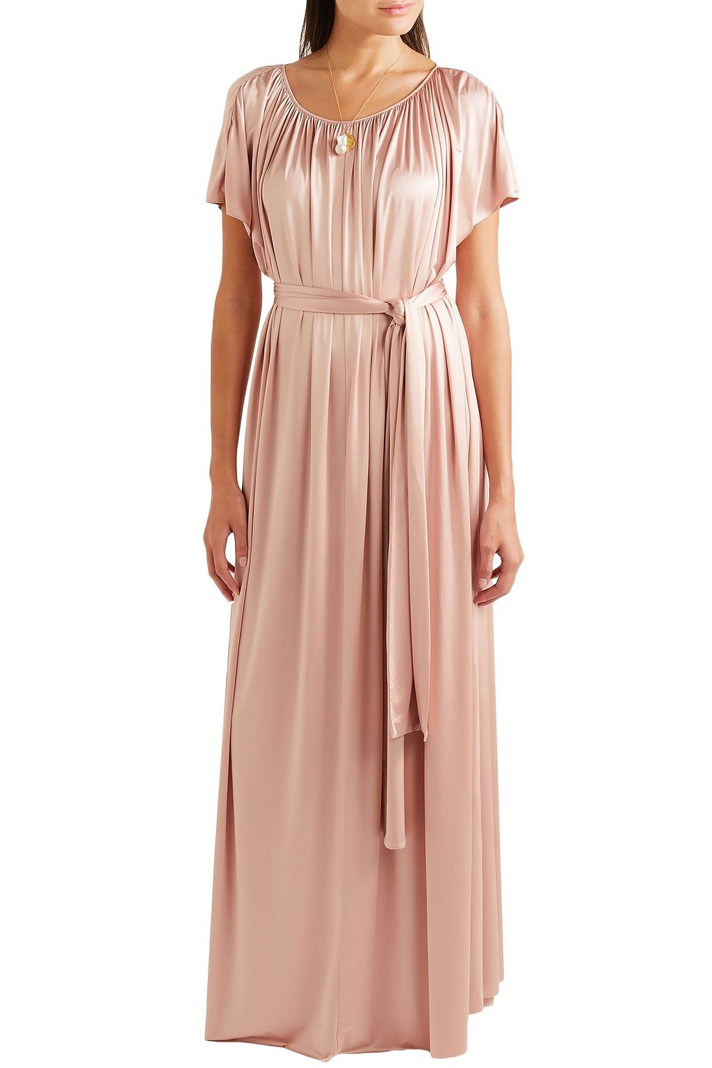 CO Gathered stretch-sateen maxi dress