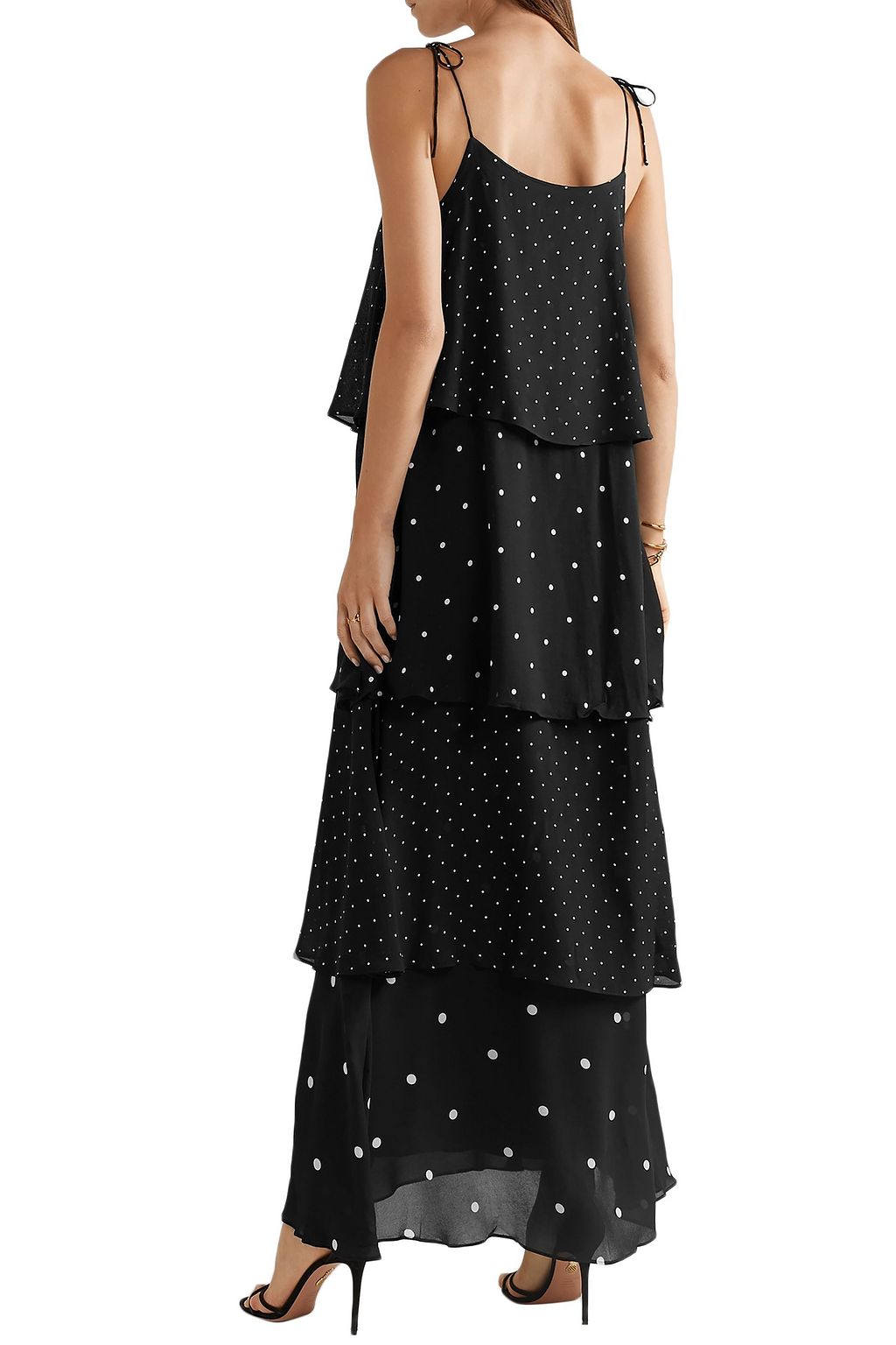ANINE BING Daisy tiered polka-dot chiffon maxi dress