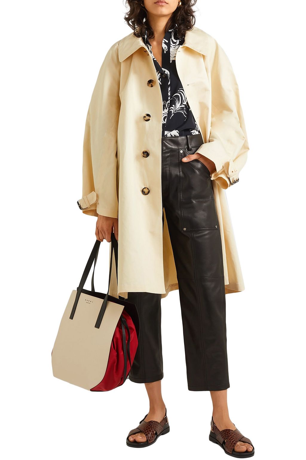 MARNI Belted cotton and linen-blend canvas coat
