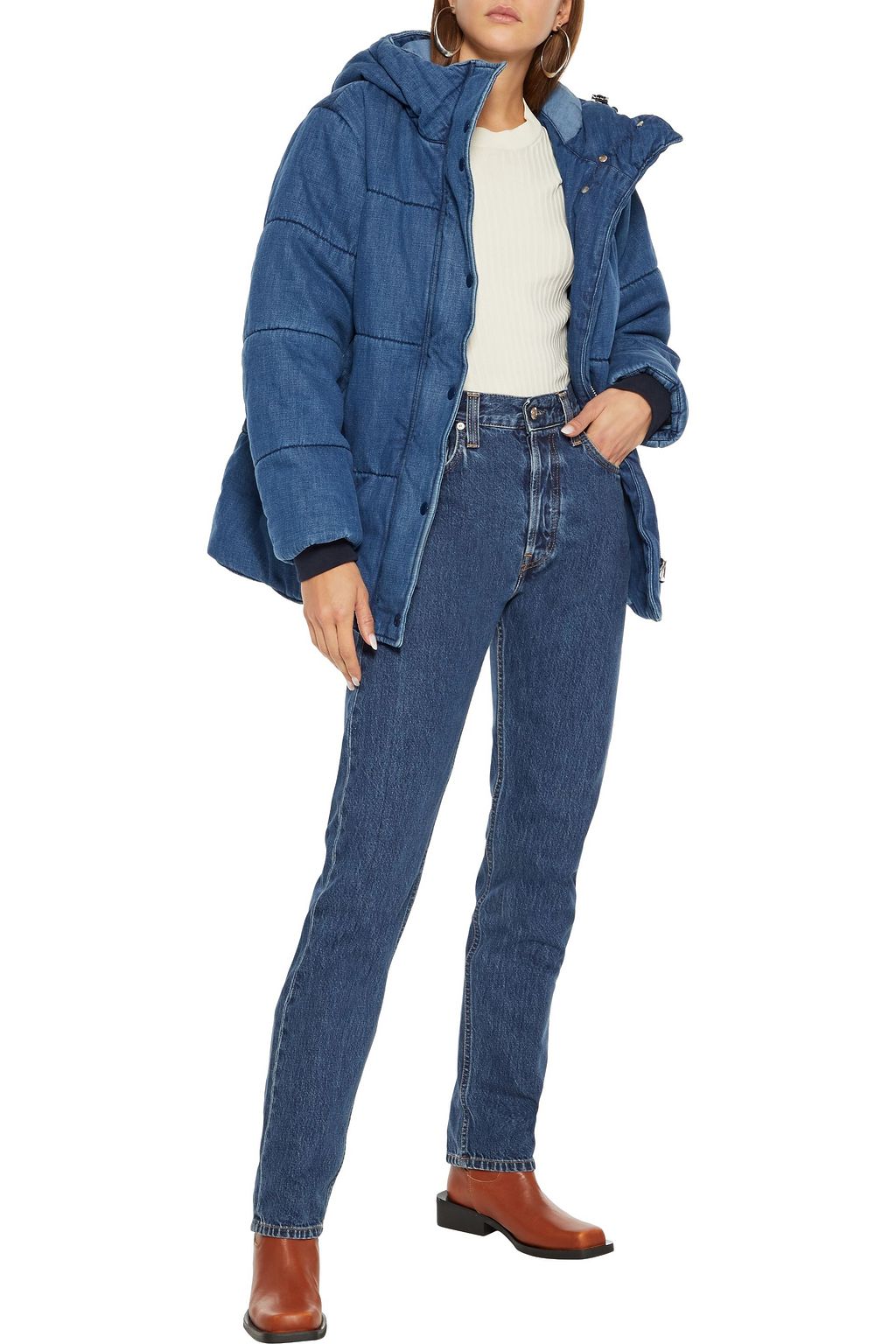 RAG & BONE Gesteppte Kapuzenjacke aus Denim