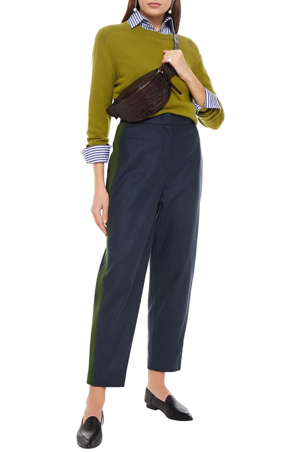 M MISSONI Embroidered wool-blend tapered pants