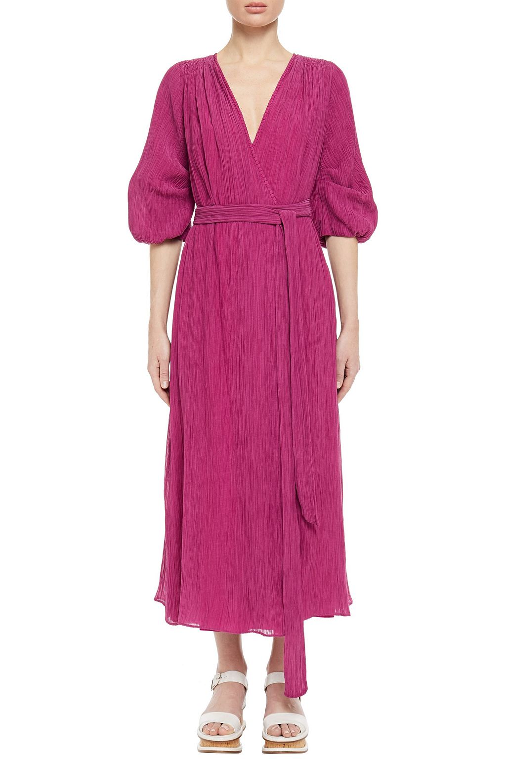 GABRIELA HEARST Demeter cotton and silk-blend crepon midi wrap dress