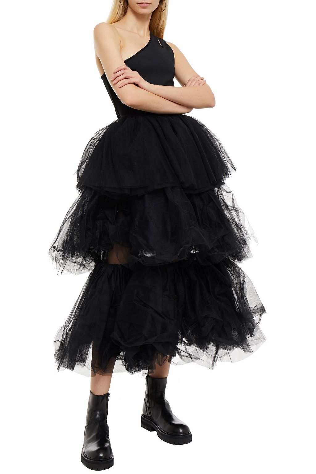 MM6 MAISON MARGIELA Tiered two-tone tulle midi skirt