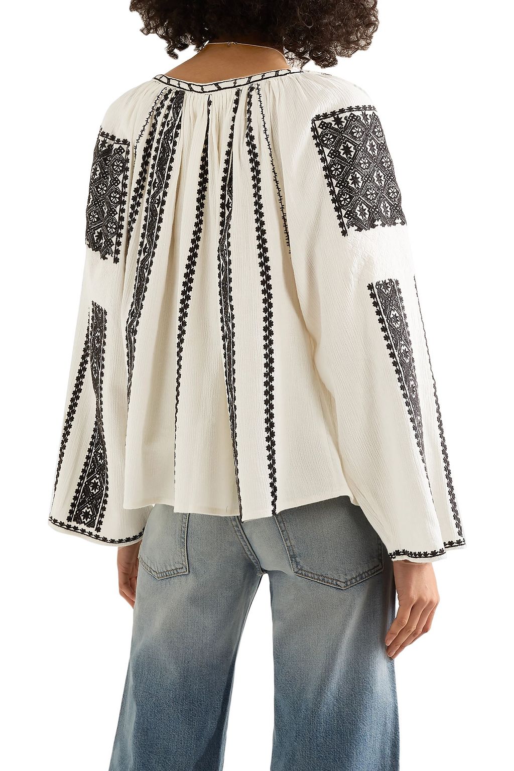 THE GREAT. The Journey embroidered cotton-gauze top
