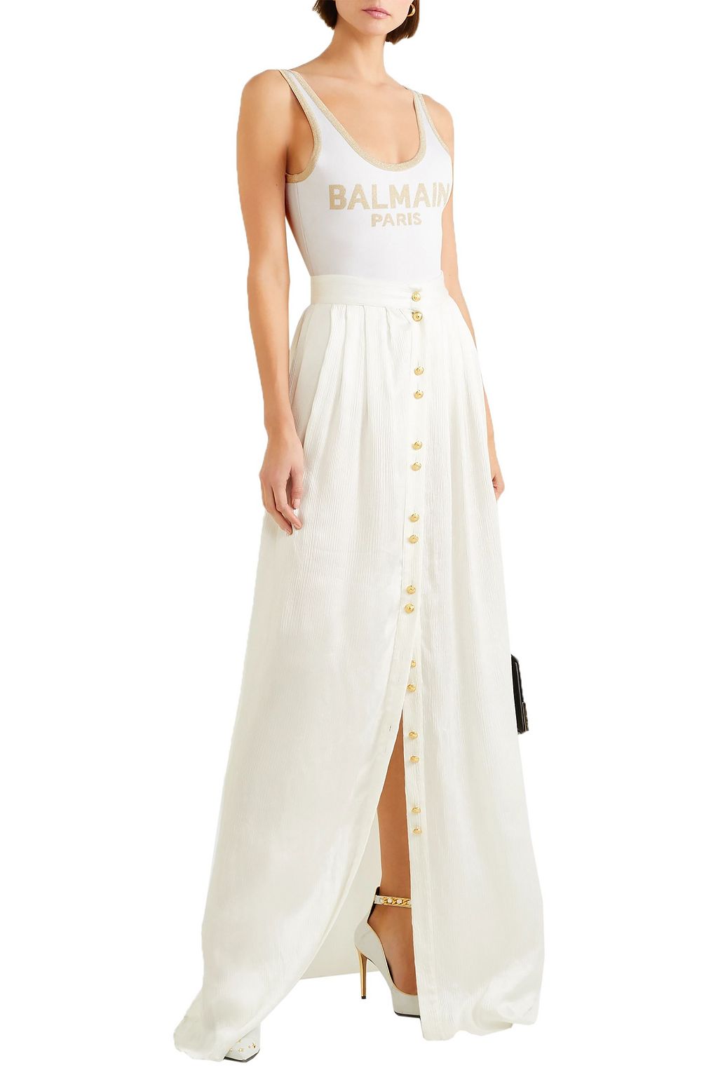 BALMAIN Metallic intarsia knitted bodysuit