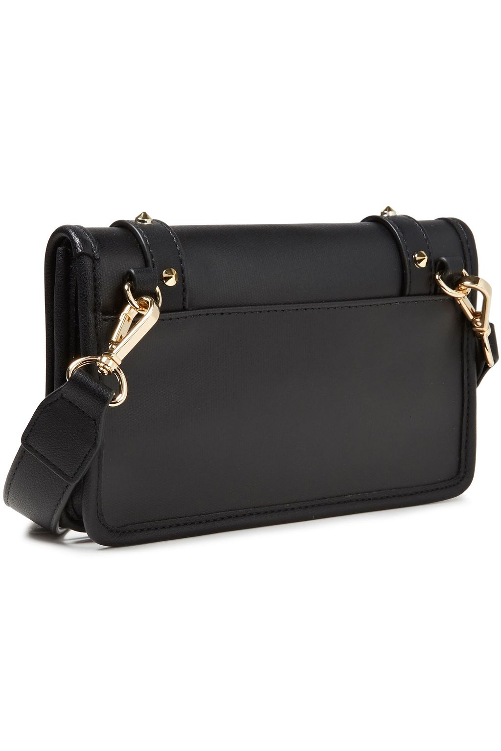 LOVE MOSCHINO Studded faux leather-trimmed coated-canvas shoulder bag