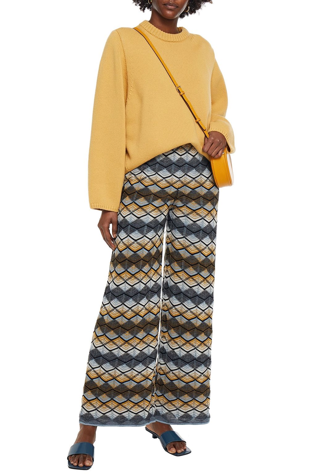 M MISSONI Crochet-knit wool-blend wide-leg pants