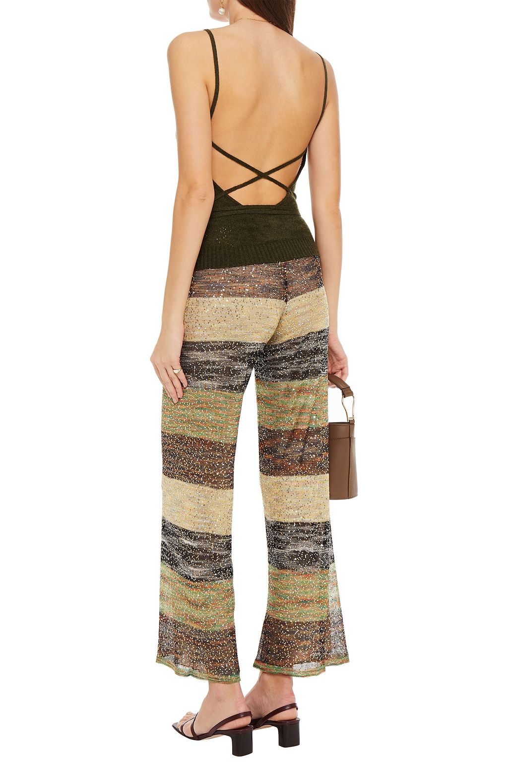 MISSONI Sequin-embellished crochet-knit wide-leg pants