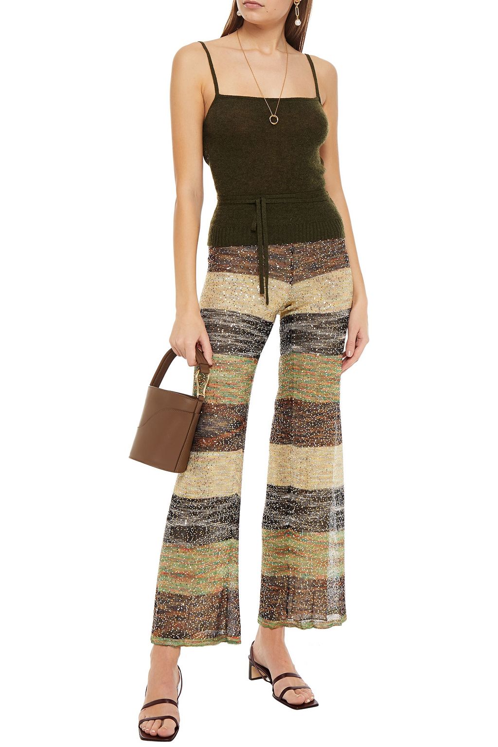 MISSONI Sequin-embellished crochet-knit wide-leg pants