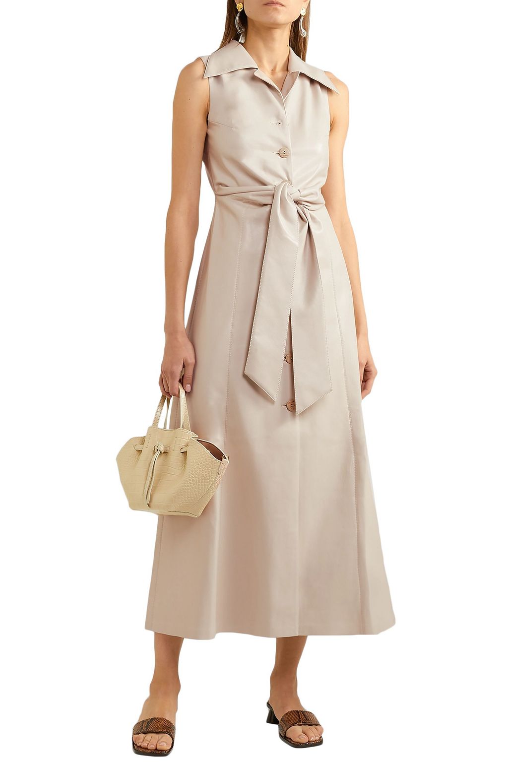 NANUSHKA Sharma knotted vegan leather midi dress