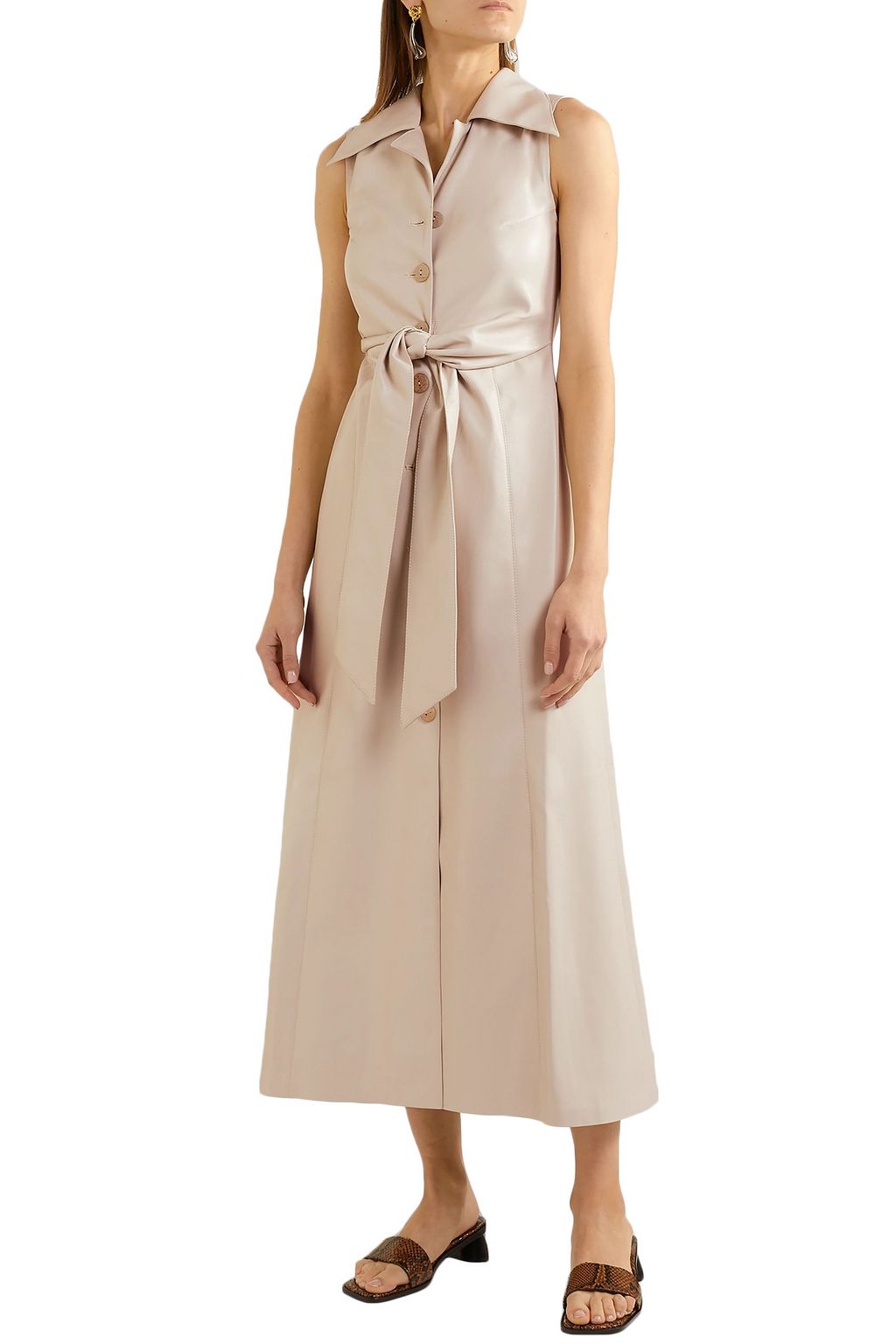 NANUSHKA Sharma knotted vegan leather midi dress