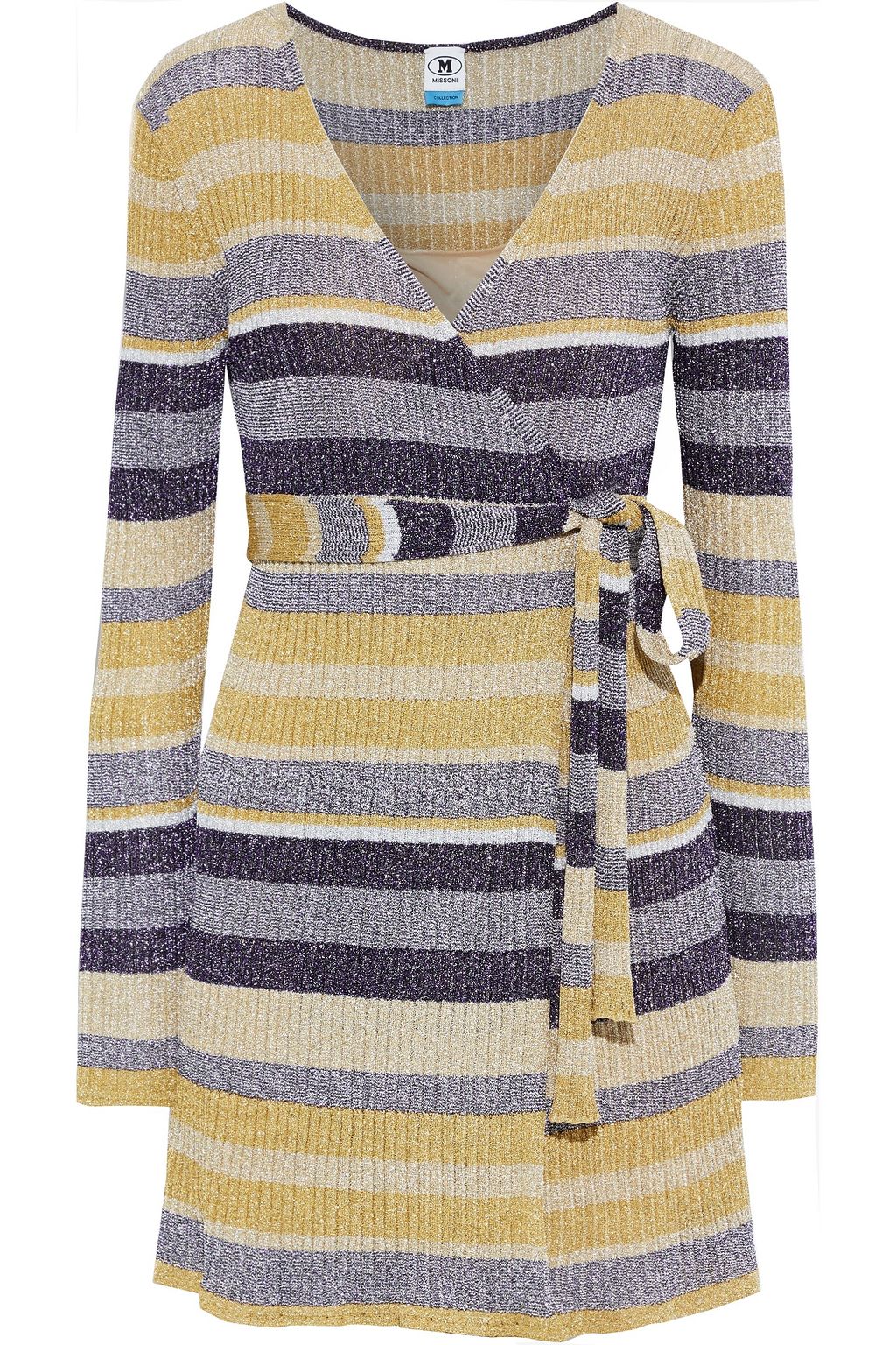 Gold Metallic striped ribbedknit mini 