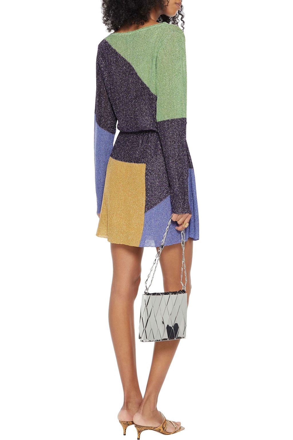 M MISSONI Metallic color-block knitted mini dress