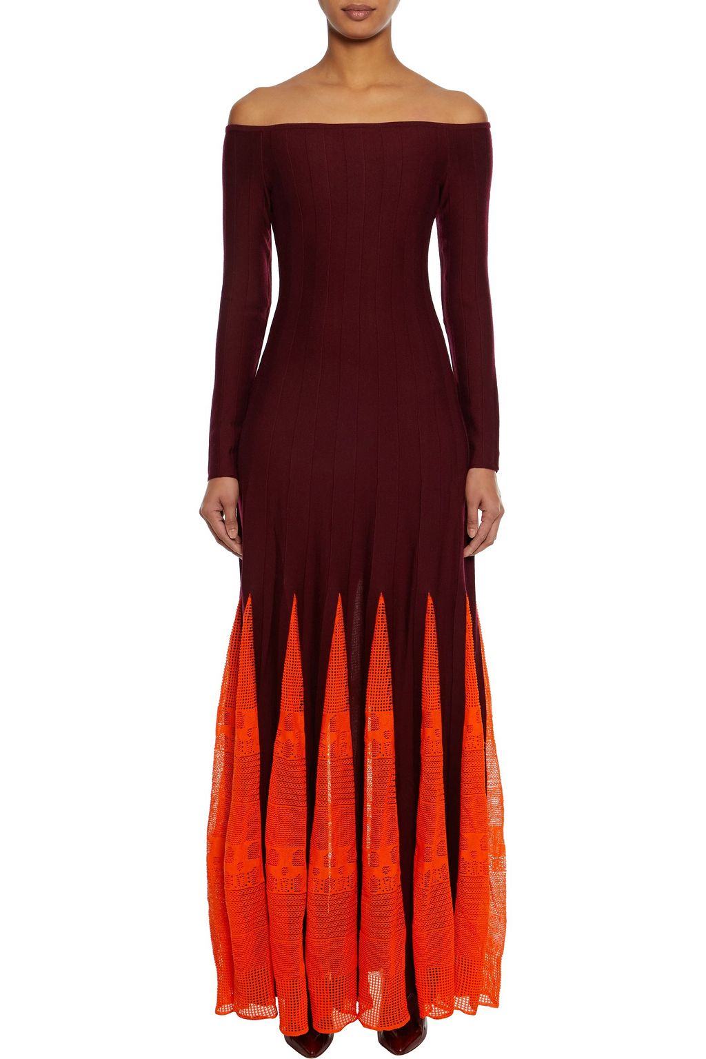 GABRIELA HEARST Sylvie off-the-shoulder pointelle-paneled wool and cotton-blend maxi dress