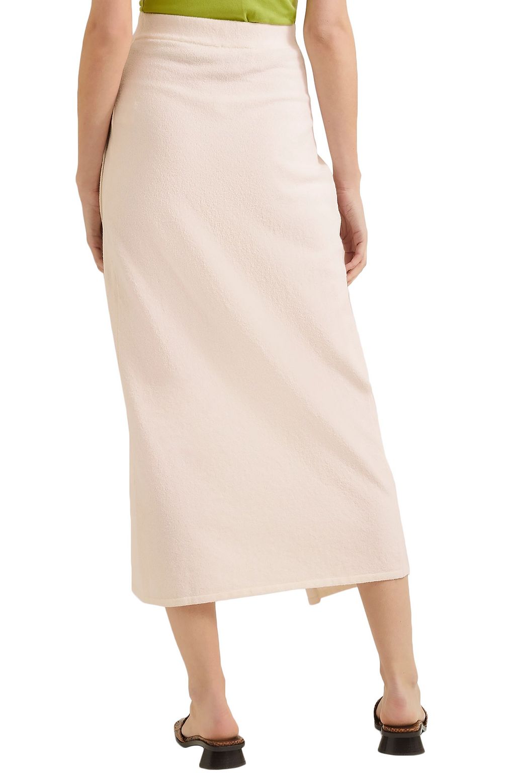 NANUSHKA Sasha belted cotton-blend terry midi wrap skirt