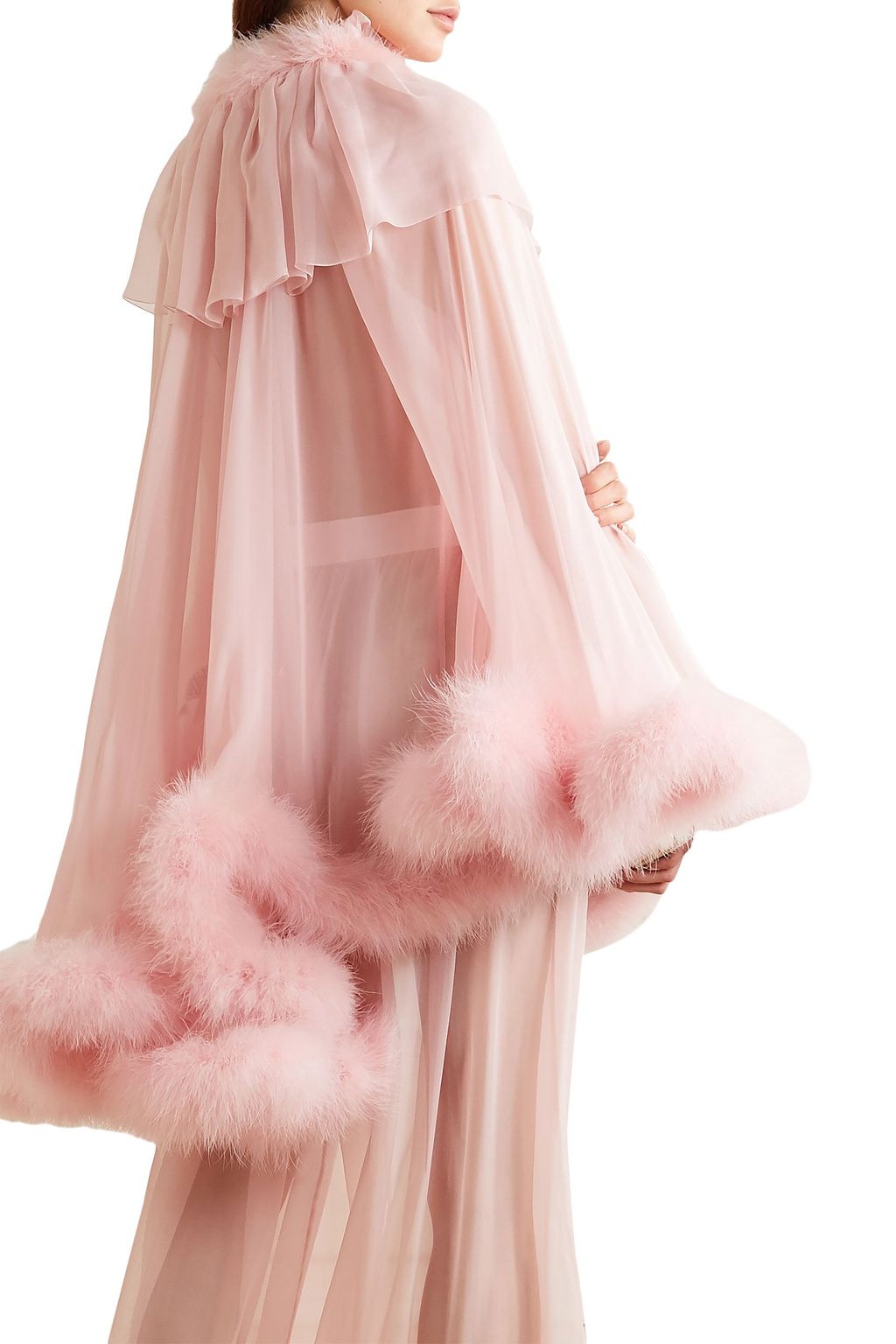 DOLCE&GABBANA Feather-embellished silk-chiffon cape