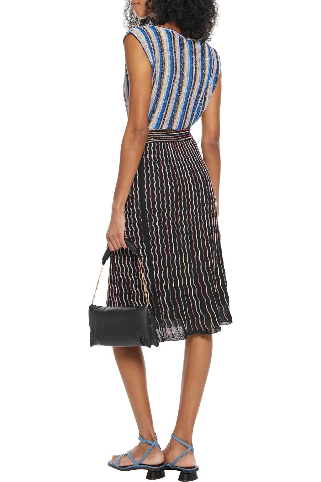 M MISSONI Pleated crochet-knit cotton-blend midi skirt