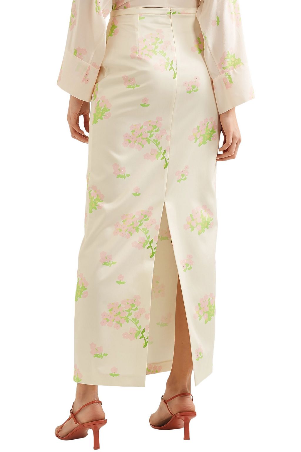 BERNADETTE Norma floral-print satin skirt