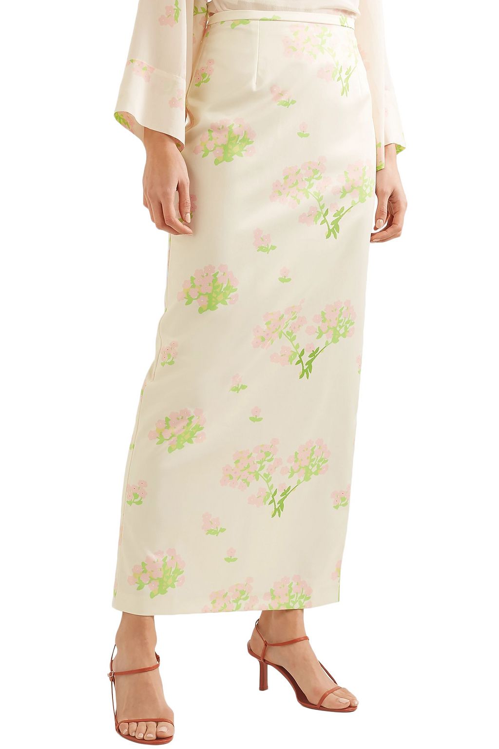 BERNADETTE Norma floral-print satin skirt