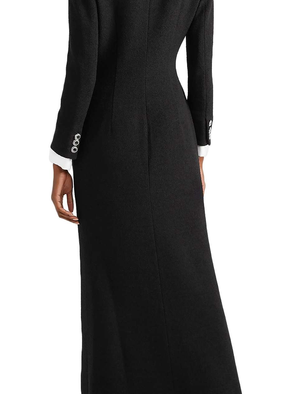 taffeta-trimmed wool-blend bouclé maxi dress
