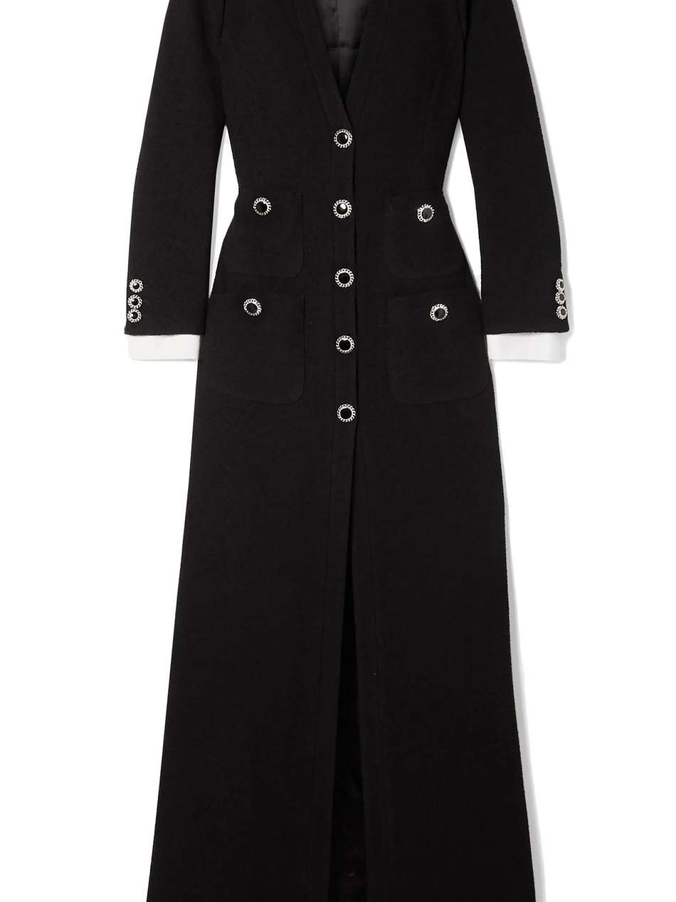 taffeta-trimmed wool-blend bouclé maxi dress