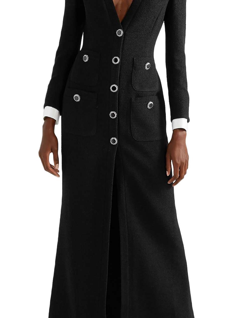 taffeta-trimmed wool-blend bouclé maxi dress