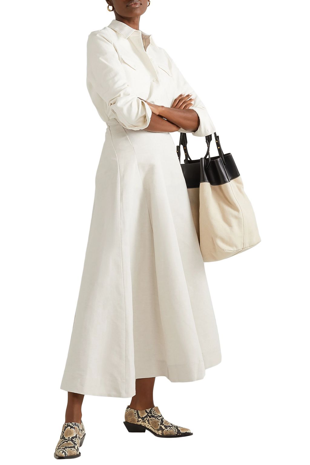 BITE STUDIOS Organic linen and cotton-blend midi skirt