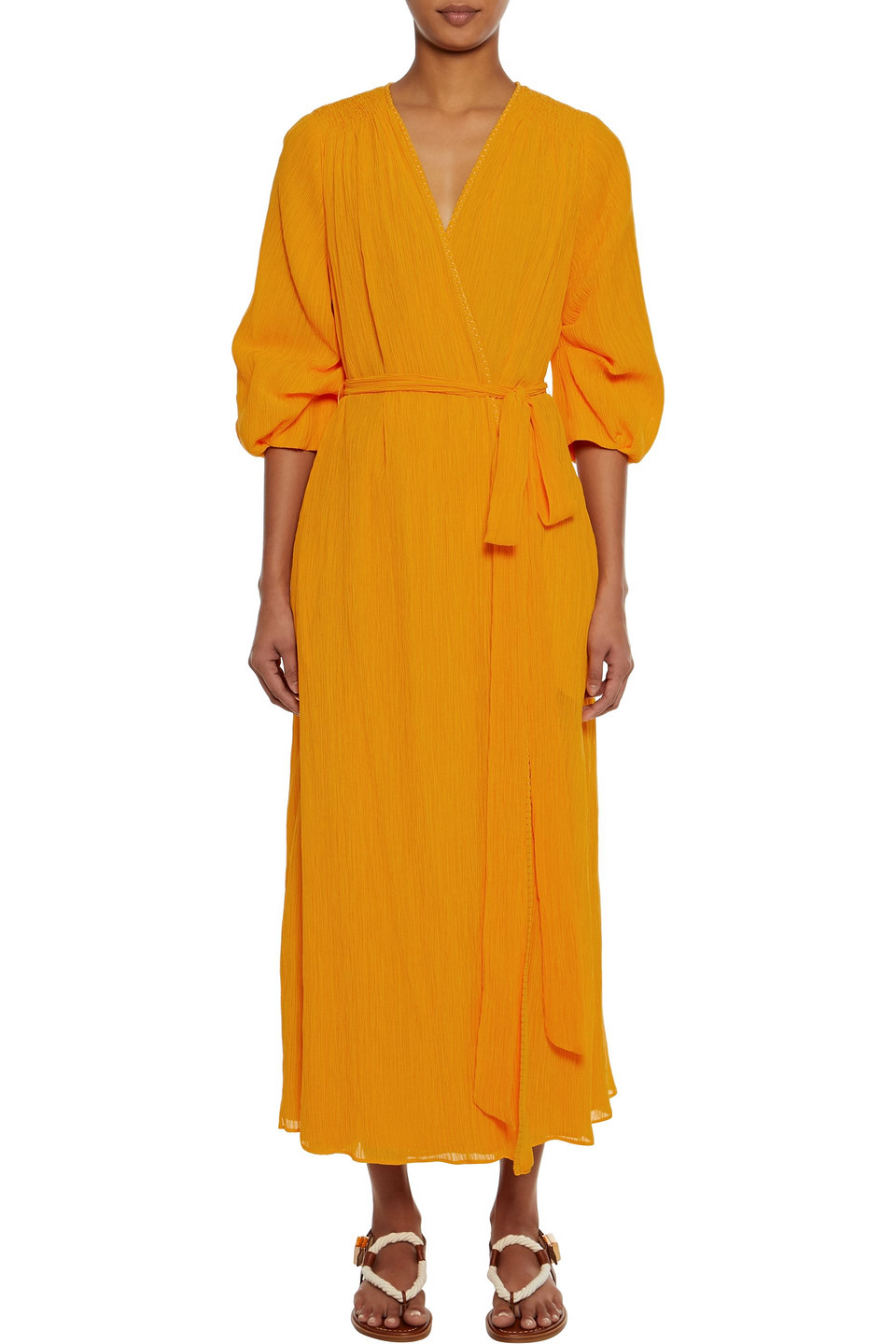 GABRIELA HEARST DEMETER COTTON AND SILK-BLEND CREPON MIDI WRAP DRESS,3074457345624438315