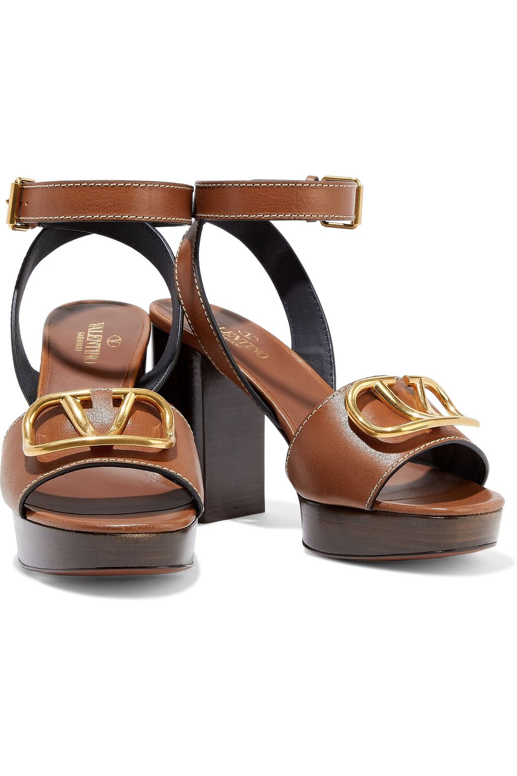 VALENTINO GARAVANI Go Logo embellished leather platform sandals