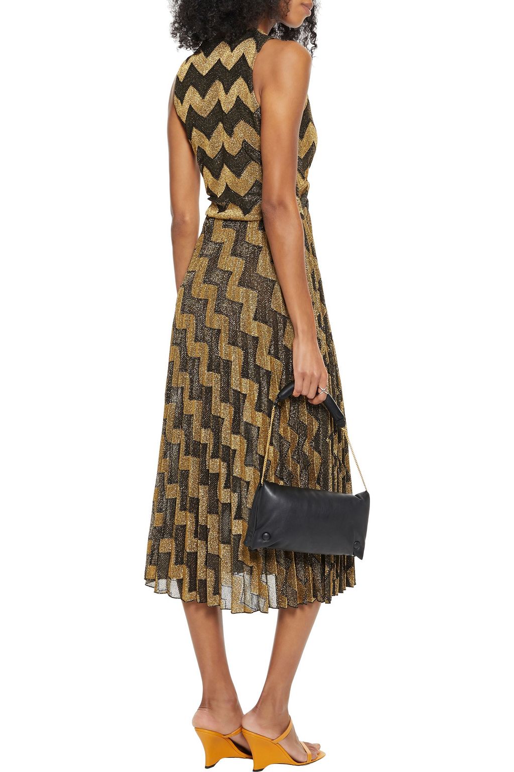 M MISSONI Twist-front metallic jacquard-knit midi dress