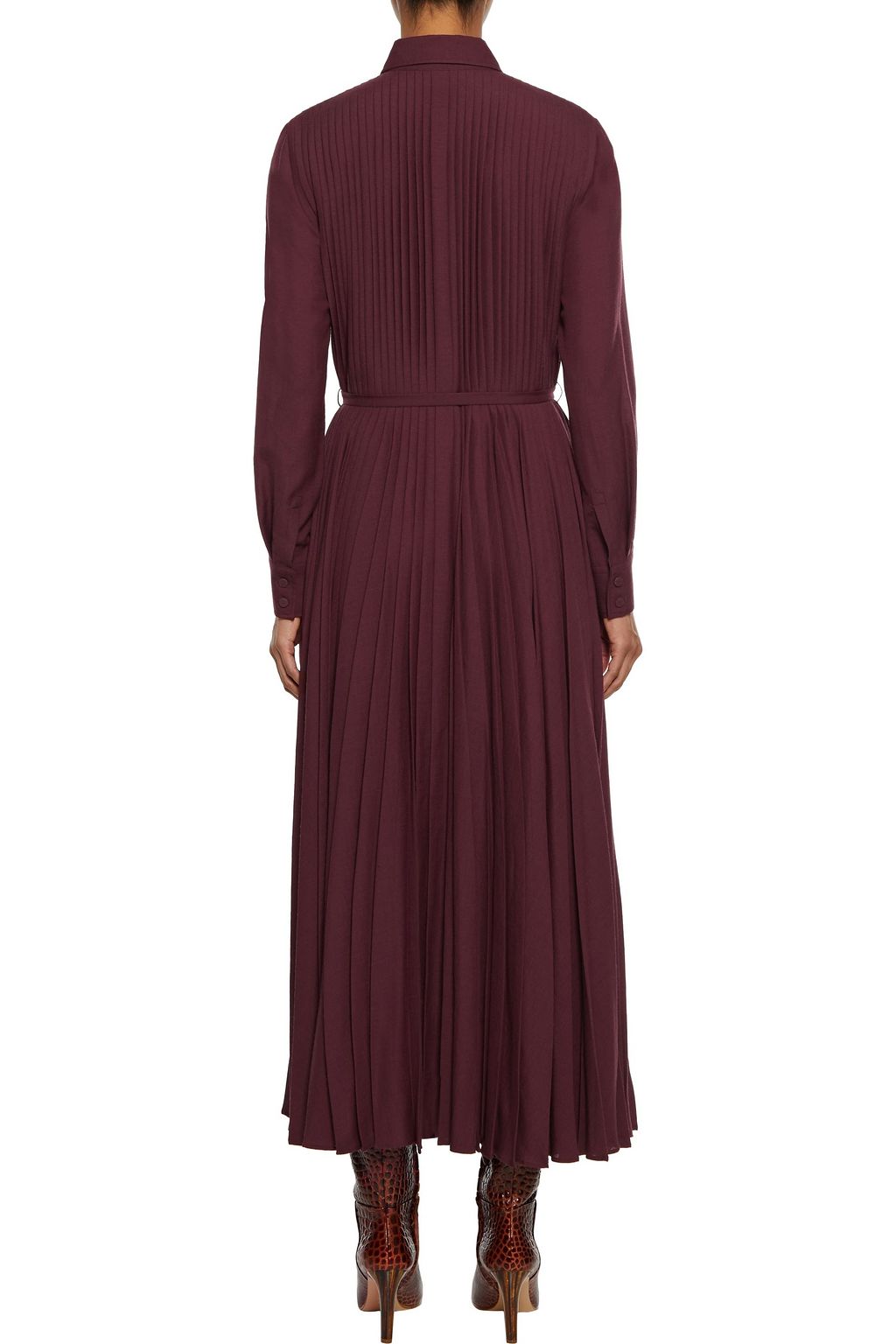 GABRIELA HEARST Erella belted pleated cashmere-gauze midi shirt dress
