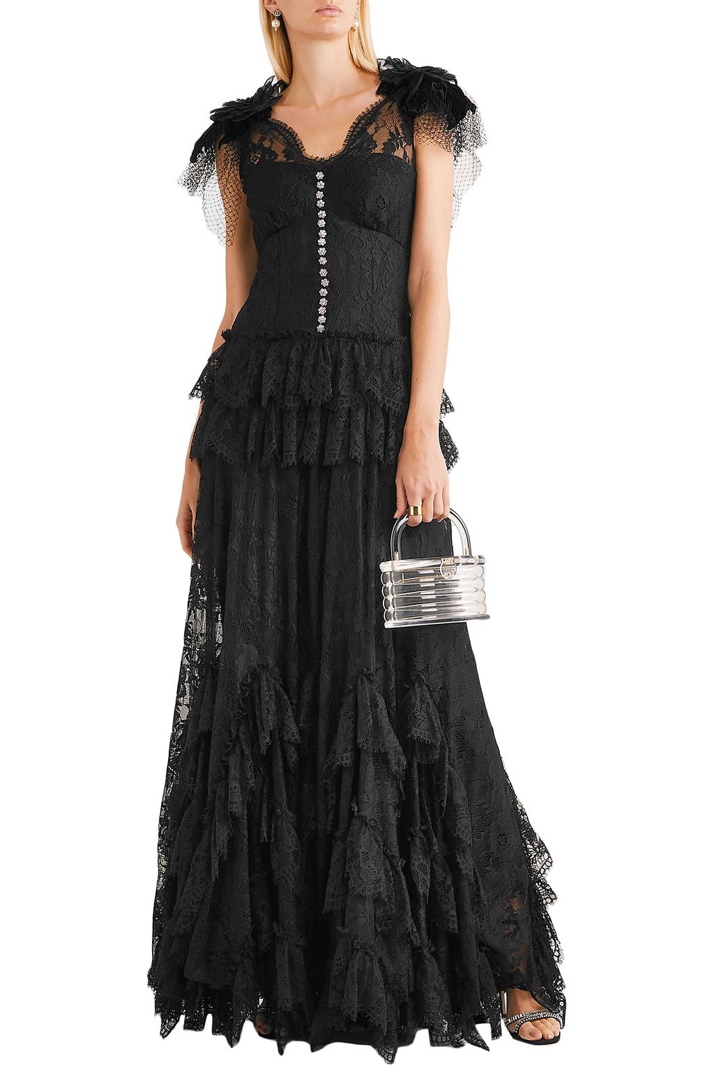 DOLCE&GABBANA Appliquéd embellished lace gown