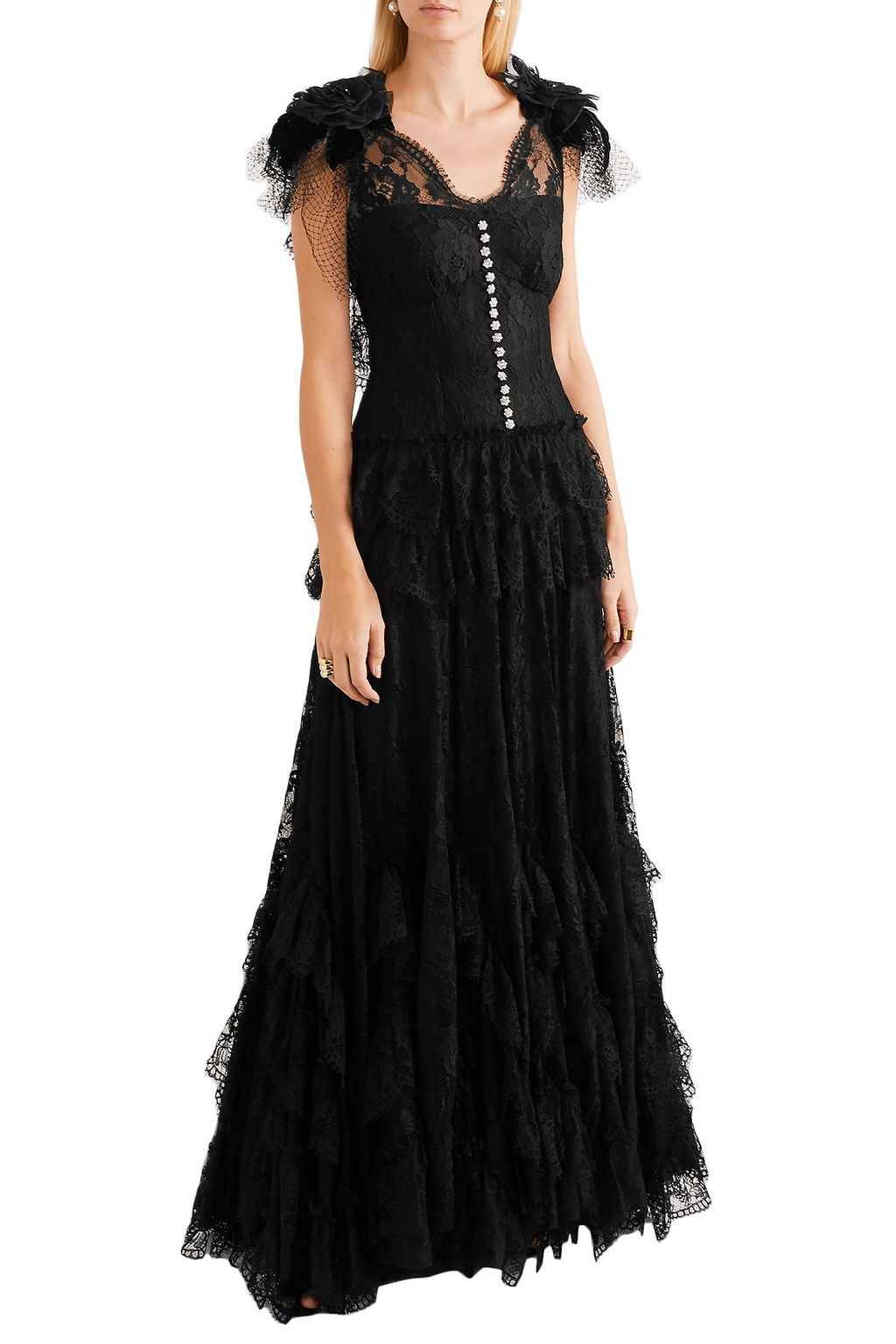 DOLCE&GABBANA Appliquéd embellished lace gown